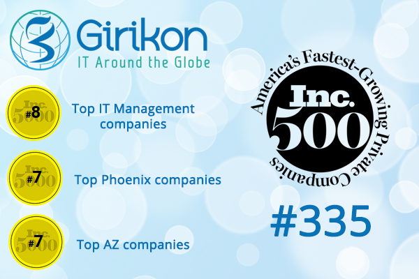 Girikon Ranks #335 in the Inc 2019 List of 500 Fastest Growing Companies